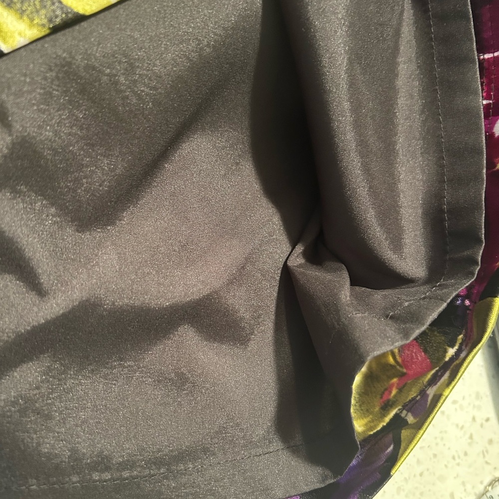 Adrianna Papell Black Floral Midi Dress with Purple, Blue & Olive - Picture 7 of 9